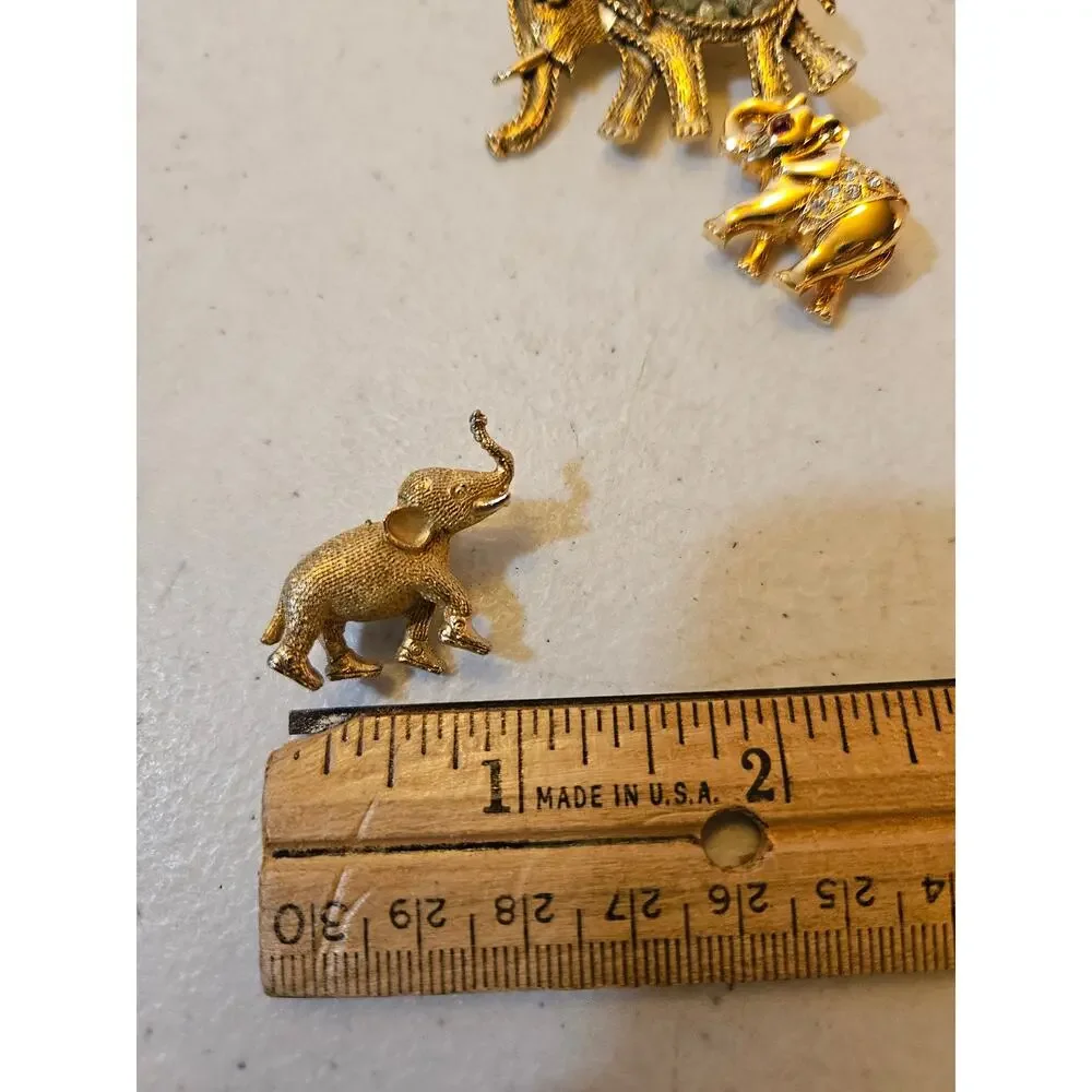 Lot of 3 Vintage Elephant Brooch Pin